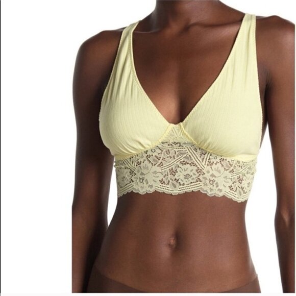 Free People Womens Teegan Longline Lace Trim Bralette Small - Picture 1 of 6